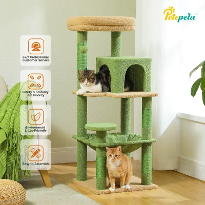 Arbre à chat 5 niveaux en bois et cadre métal