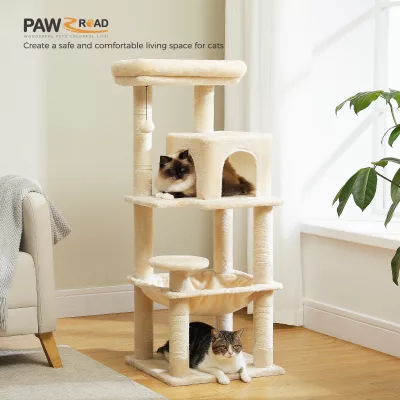 Arbre à chat 5 niveaux en bois et cadre métal – image 2