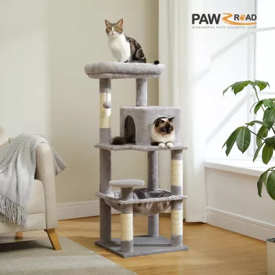 Arbre à chat 5 niveaux en bois et cadre métal – image 3