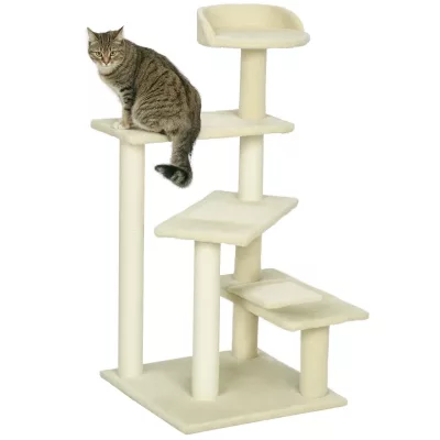 Arbre à chat beige 100 cm, poteaux en sisal – image 2