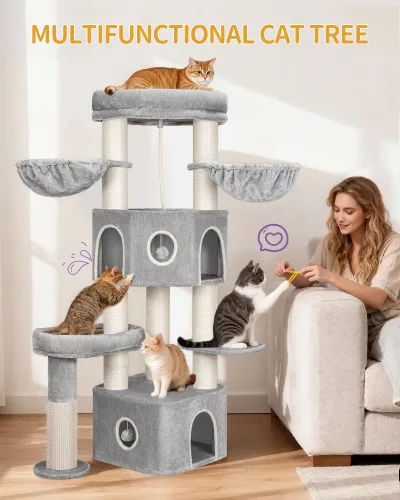 Arbre à chat beige gris clair, 163 cm, sisal – image 3