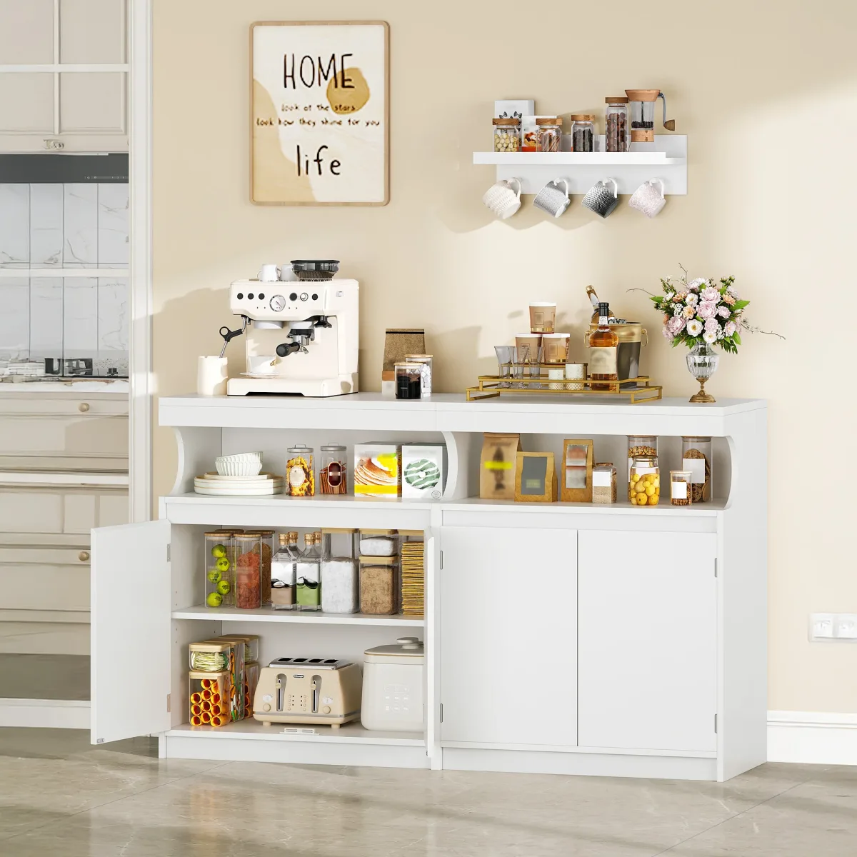 Buffet de cuisine blanc à 2 portes