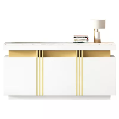 Buffet moderne blanc à 3 portes, 140 cm – image 3