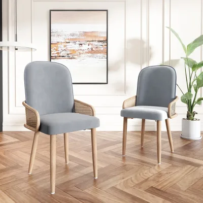 Chaises en velours gris, lot de 2 – image 3