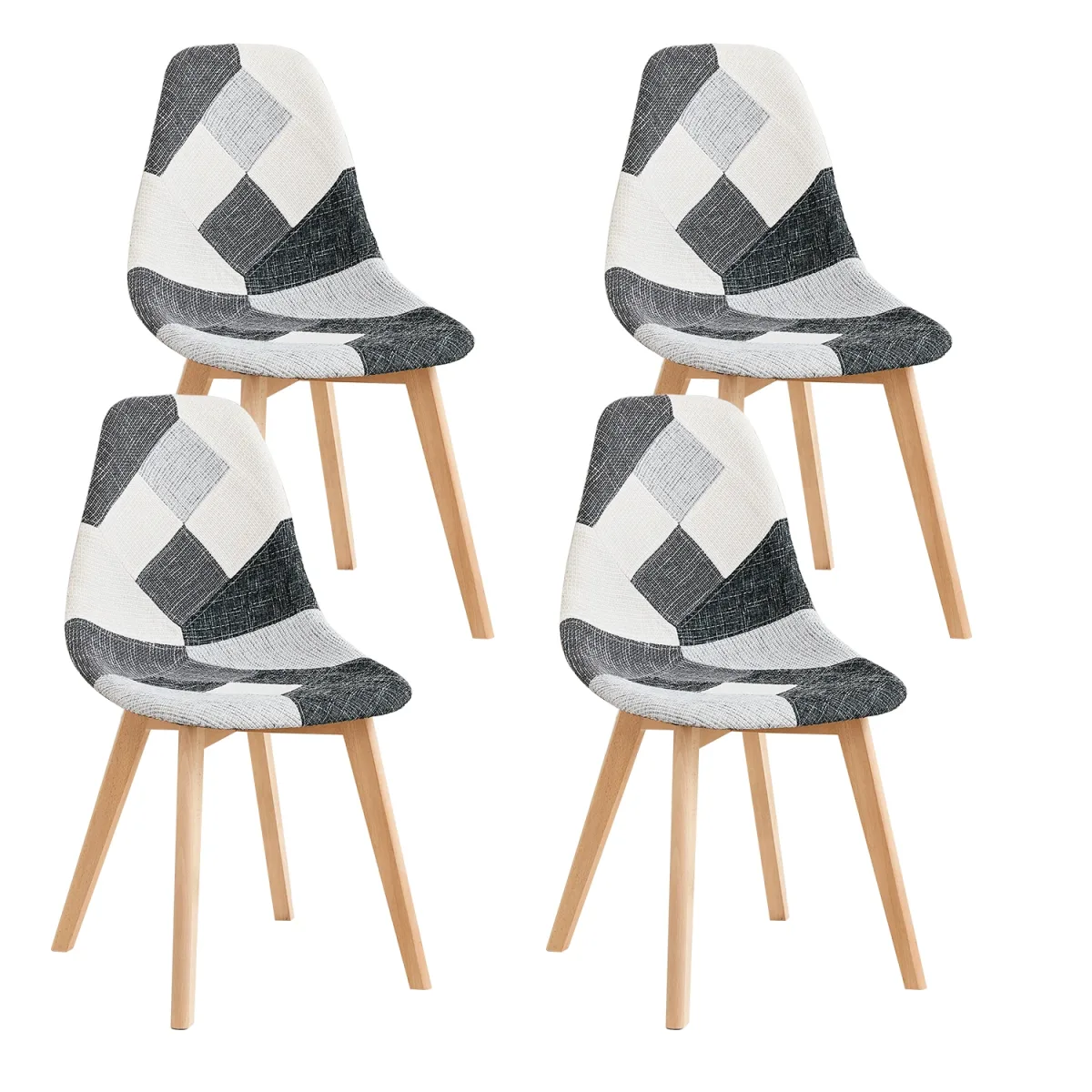 Chaises patchwork en tissu, lot de 4