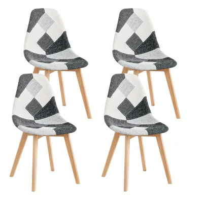 Chaises patchwork en tissu, lot de 4