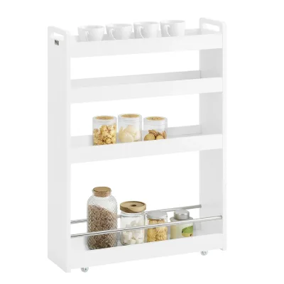 Desserte de niche blanche 4 étages à roulettes
