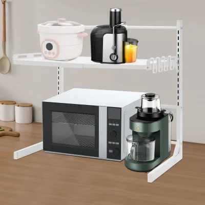 Étagère à micro-ondes blanche à 2 niveaux