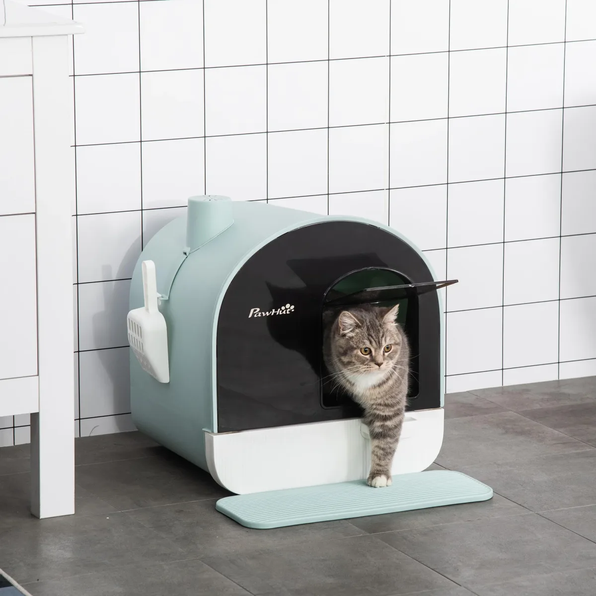 Litière fermée pour chat, plateau et pelle