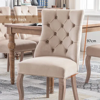 Lot de 2 chaises en velours beige – image 2