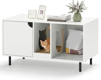 Meuble pour litière de chat blanc
