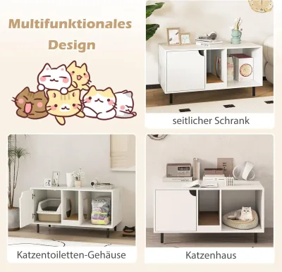 Meuble pour litière de chat blanc – image 3