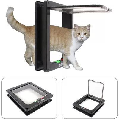 Porte pour chat en plastique noir, 22 × 20 cm