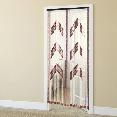Rideau de porte à perles en bambou, marron