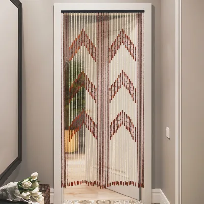 Rideau de porte à perles en bambou, marron – image 3