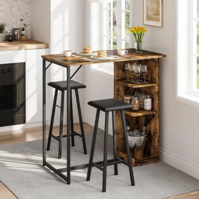 Table de bar et 2 tabourets, métal et MDF – image 2