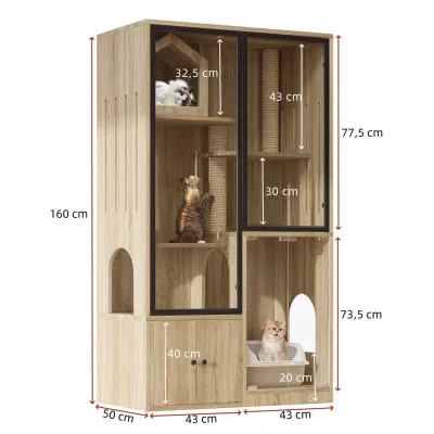 Villa pour chat quatre étages, MDF et verre – image 2